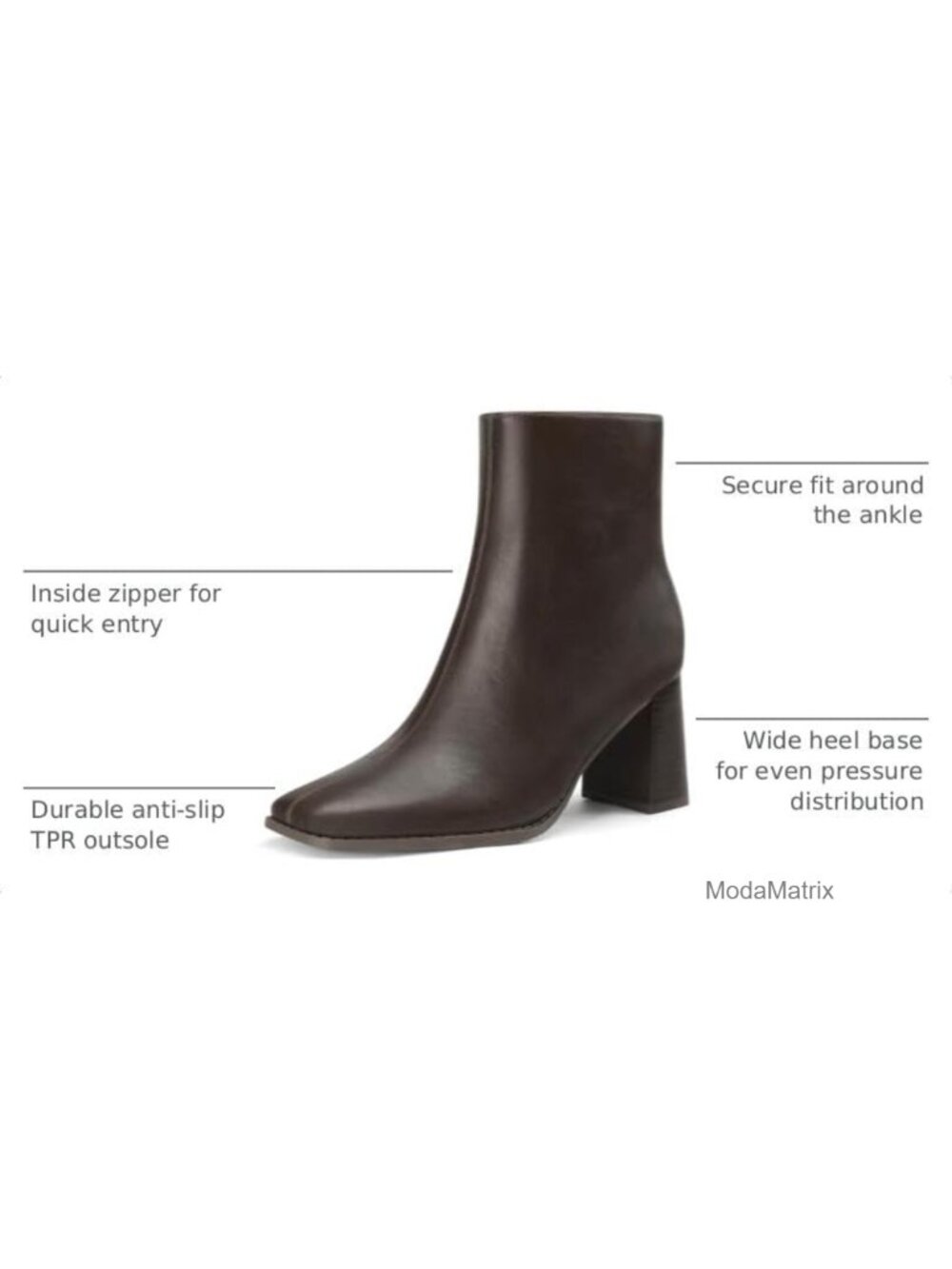 Square Toe Chunky Heeled Ankle Booties